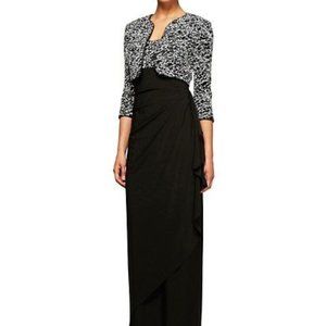 Alex Evenings Glitter Embroidered Empire 2-Piece Jacket Dress